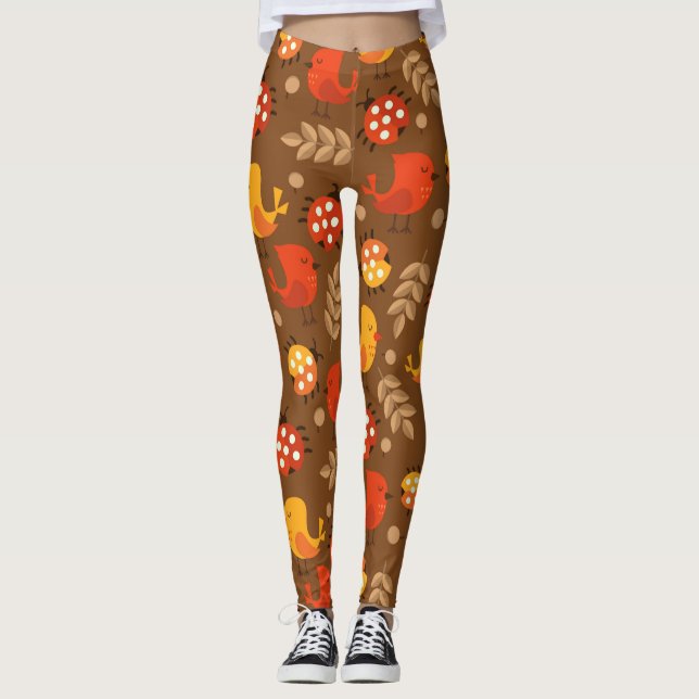 Thanksgiving Cute Autumn Fall Pattern Leggings (Front)