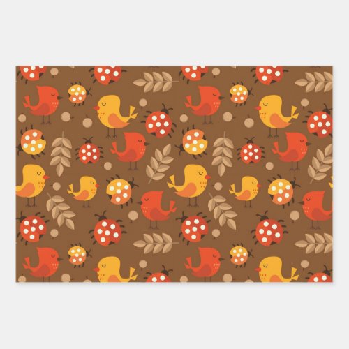 Thanksgiving Cute Autumn Fall Pattern Wrapping Paper Sheets