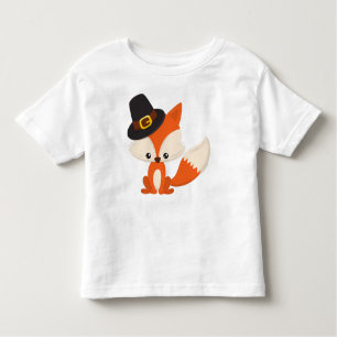 Thanksgiving, Cute Fox, Pilgrim Fox, Pilgrim Hat Toddler T-shirt