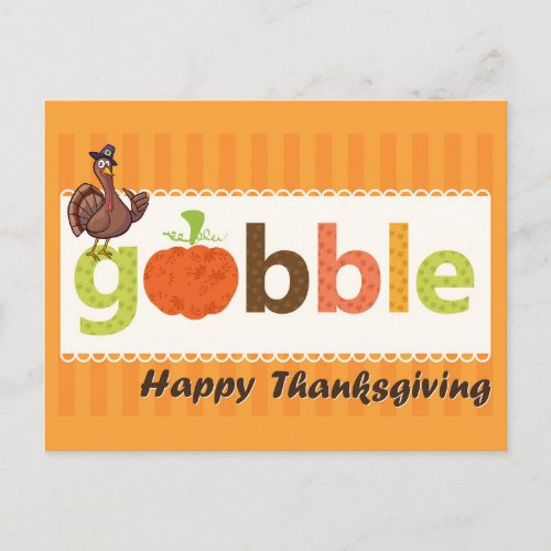 Thanksgiving Cute Funny Turkey Gobble Postcard