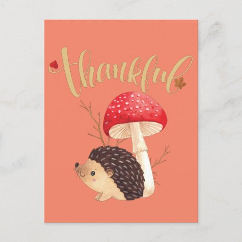 Thanksgiving Cute Kawaii Hedgehog  Autumn Postcard
