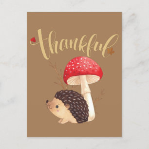 Thanksgiving Cute Kawaii Hedgehog Autumn Postcard