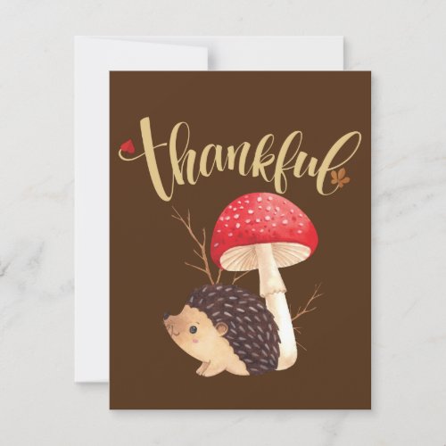 Thanksgiving Cute Kawaii Hedgehog  Autumn Thankful Card