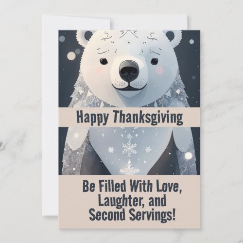Thanksgiving Cute Polar Bear  Thank You Card