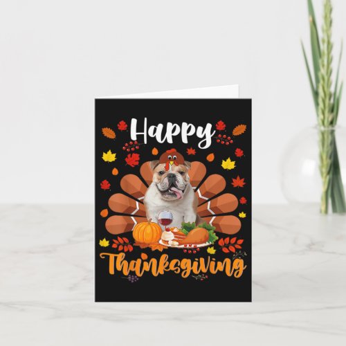 Thanksgiving Cute Turkey Bulldog Dog Autumn Lover  Card