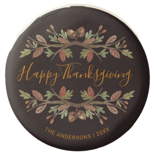 THANKSGIVING CUTE WATERCOLOR FOLIAGE DESSERT CHOCOLATE COVERED OREO