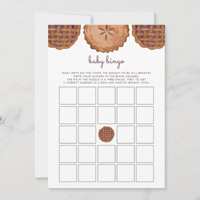 Thanksgiving Cutie Pie Baby Bingo Baby Shower Game (Front)