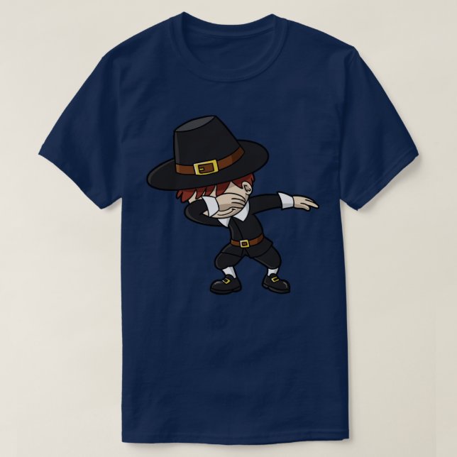 Thanksgiving Dabbing Pilgrim Dab Dance Boys Kids T-Shirt (Design Front)