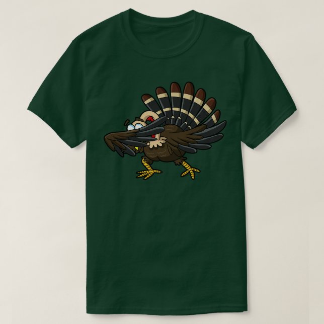 Thanksgiving Dabbing Turkey Dab Humor Dance T-Shirt (Design Front)