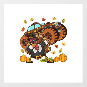 Thanksgiving Dabbing Turkey Monster Truck  Floor Decals