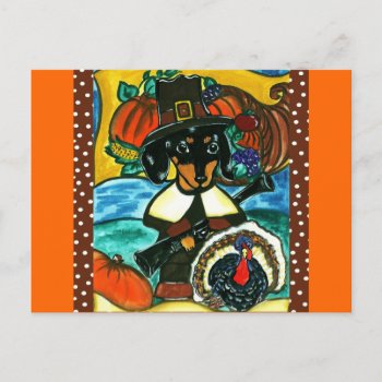 Thanksgiving Dachshund Holiday Postcard by Dachshunds_by_Joanne at Zazzle