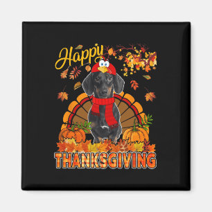 Thanksgiving Dachshund Wearing Turkey Costume Fall Magnet