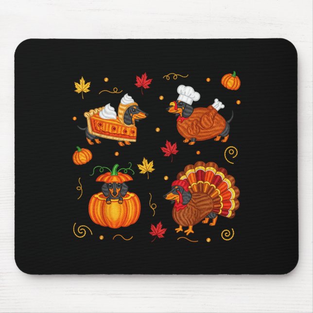 Thanksgiving Dachshund Weiner Dog Turkey Cute Pump Mouse Pad (Front)