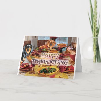Thanksgiving Dachshunds Holiday Card by nnlightn at Zazzle