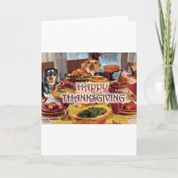 Thanksgiving Dachshunds Holiday Card by nnlightn at Zazzle