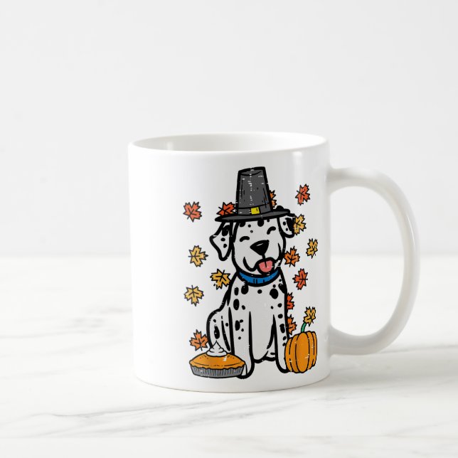 Thanksgiving Dalmatian Cute Fall Autumn Dog Men Wo Coffee Mug (Right)