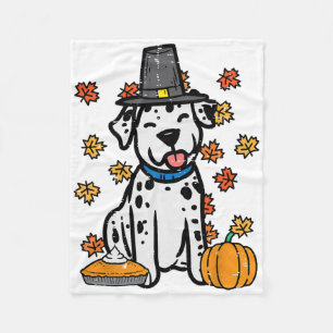 Thanksgiving Dalmatian Cute Fall Autumn Dog Men Wo Fleece Blanket