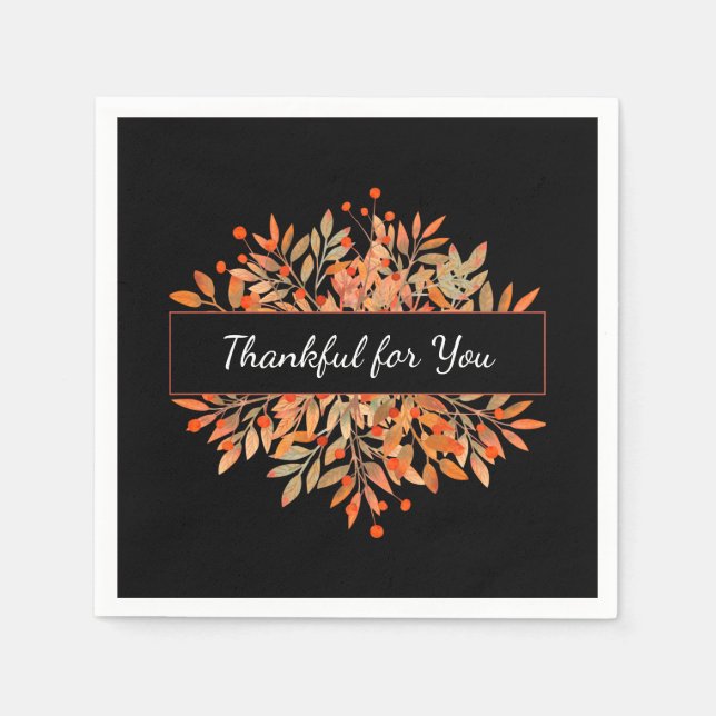 Thanksgiving Dark Orange Fall Foliage Napkins (Front)