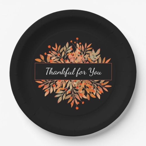 Thanksgiving Dark Orange Fall Foliage Paper Plates