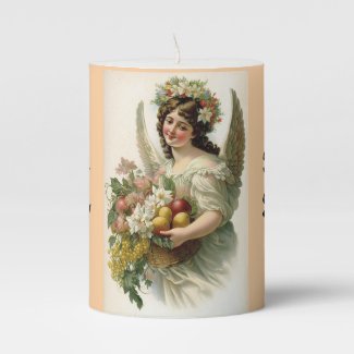 Thanksgiving Day Angel Pillar Candle