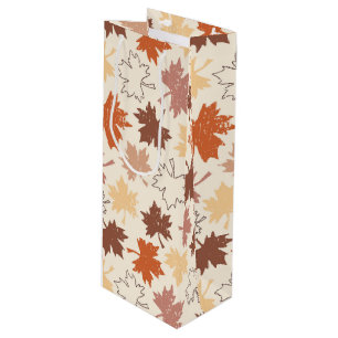 Thanksgiving day autumn falling maple leaves wine gift bag