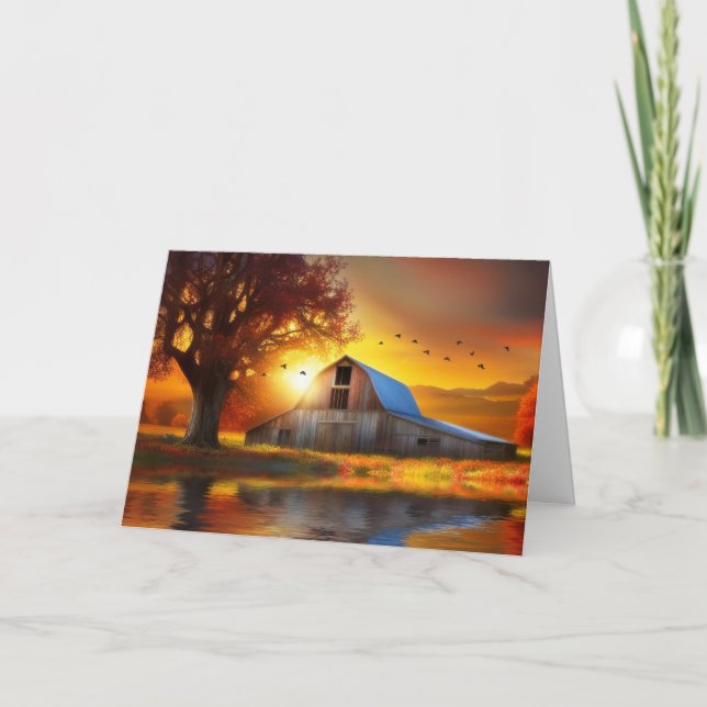 Thanksgiving Day Barn Fall Colors in the Country  Card (Front)