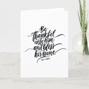 Thanksgiving Day Bible Verse: Psalm 100:04 Letterpress Thank You Card