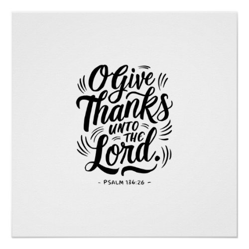 Thanksgiving Day Bible Verse Psalm 13626 Poster