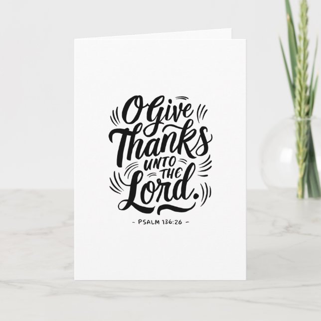 Thanksgiving Day Bible Verse: Psalm 136:26 Thank You Card (Front)