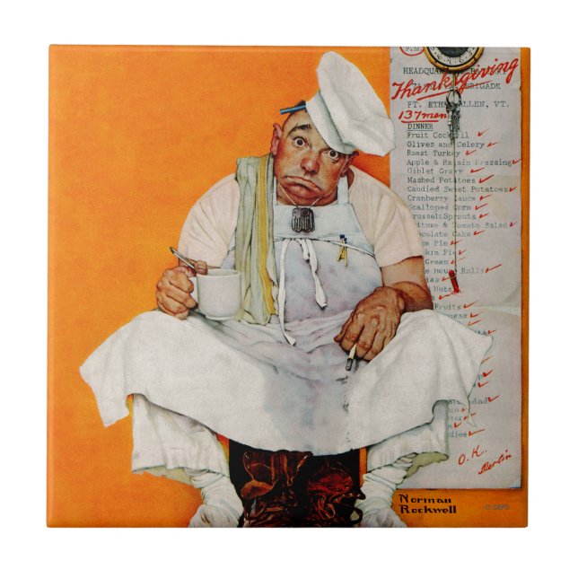 Thanksgiving Day Blues Ceramic Tile (Front)