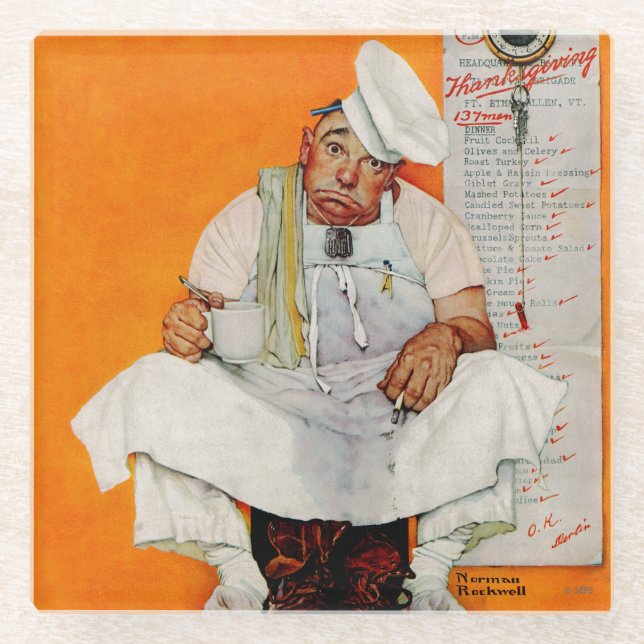 Thanksgiving Day Blues Glass Coaster (Front)