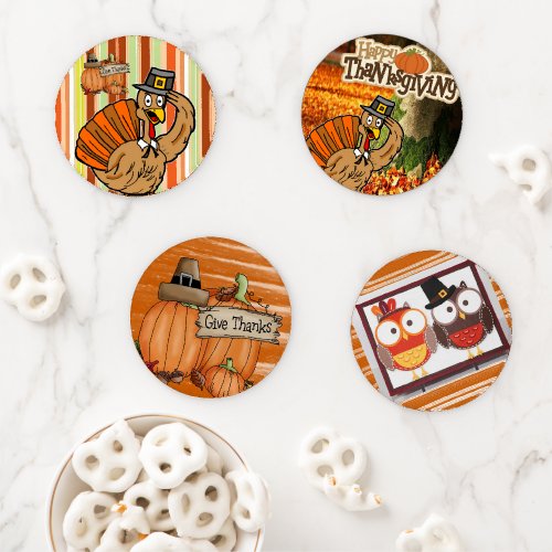 Thanksgiving Day Ceramic Coaster Set