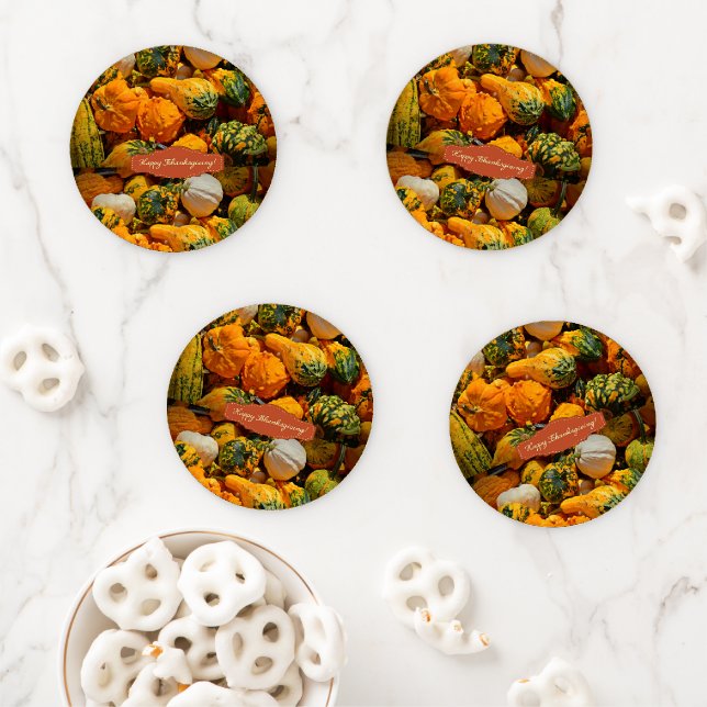 Thanksgiving Day Ceramic Coaster Set (In Situ)