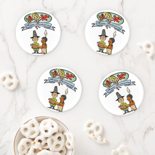 Thanksgiving Day Ceramic Coaster Set (In Situ)