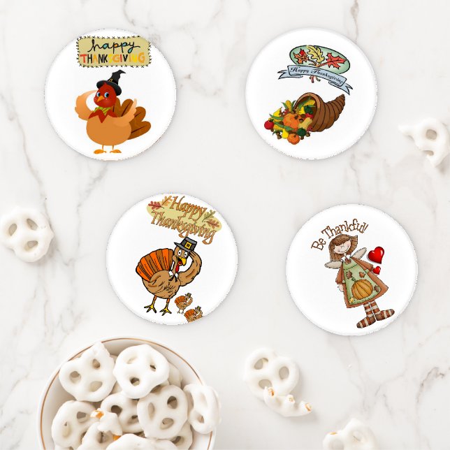 Thanksgiving Day Ceramic Coaster Set (In Situ)
