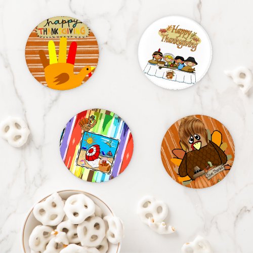 Thanksgiving Day Ceramic Coaster Set