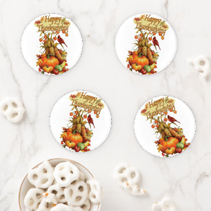 Thanksgiving Day Ceramic Coaster Set