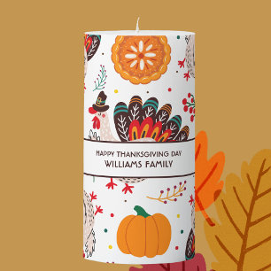 Thanksgiving day Custom Turkey Pattern Pillar Candle