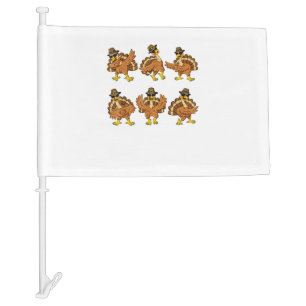 Thanksgiving Day Dancing Turkey Pilgrim Boys Girls Car Flag
