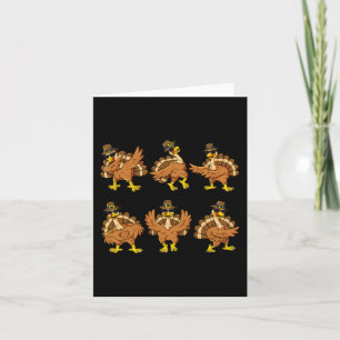 Thanksgiving Day Dancing Turkey Pilgrim Boys Girls Card