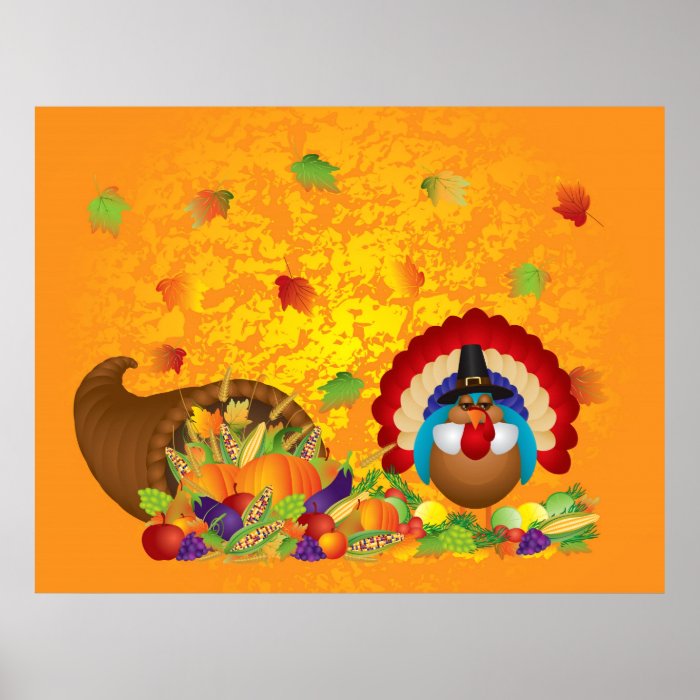 Thanksgiving Day Fall Bountiful Harvest Cornucopia Poster