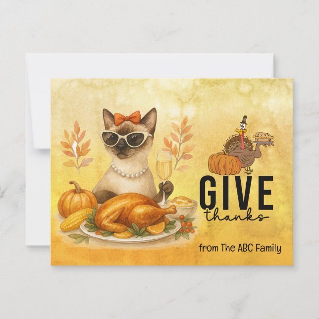 Thanksgiving Day for Cat Lovers Holiday Card  (Front)