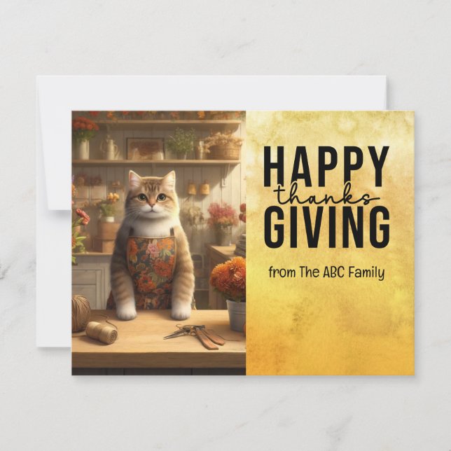 Thanksgiving Day for Cat Lovers Holiday Card  (Front)