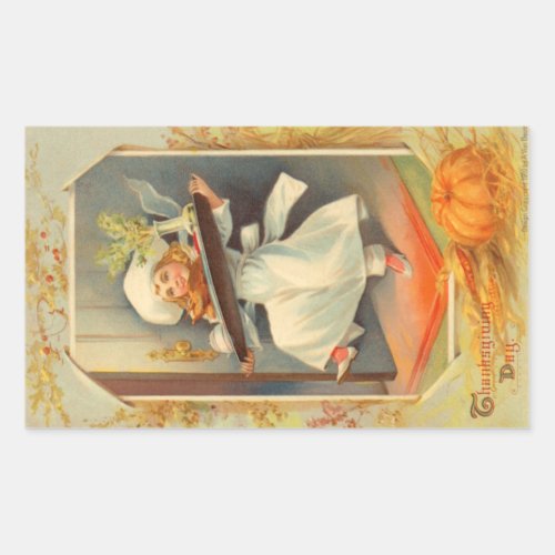 Thanksgiving Day Girl Chef Vintage Sticker