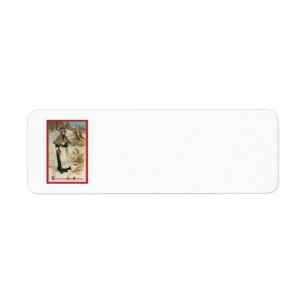 Thanksgiving Day Greetings with a Pilgrim Woman Label
