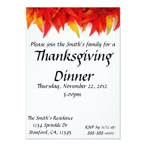 Thanksgiving Day Invitation Card | Zazzle