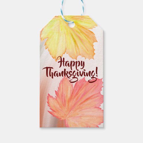 Thanksgiving Day Orange Maple Leaves Falling Gift Tags