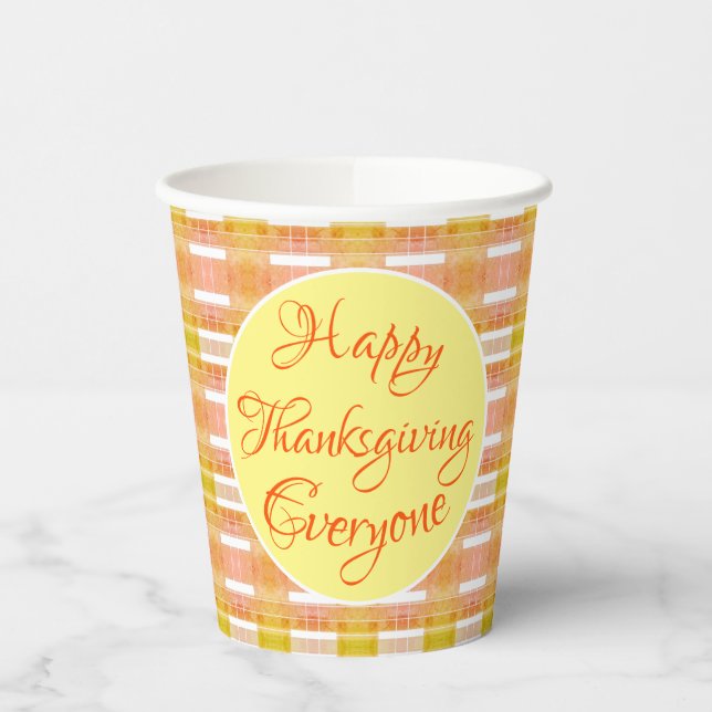 Thanksgiving Day Plaid Paper Cups (Left)