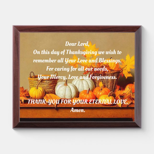 Thanksgiving Day Prayer Plaque (Horizontal)