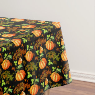 Thanksgiving Day Pumpkin & Leaf Tablecloth